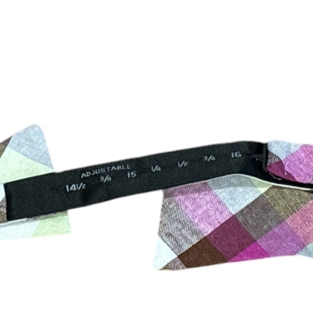 VINTAGE COTTON PLAID BOW TIE ADJUSTABLE NECK SIZE ORIG PENGUIN ECLECTIC GRANDPA